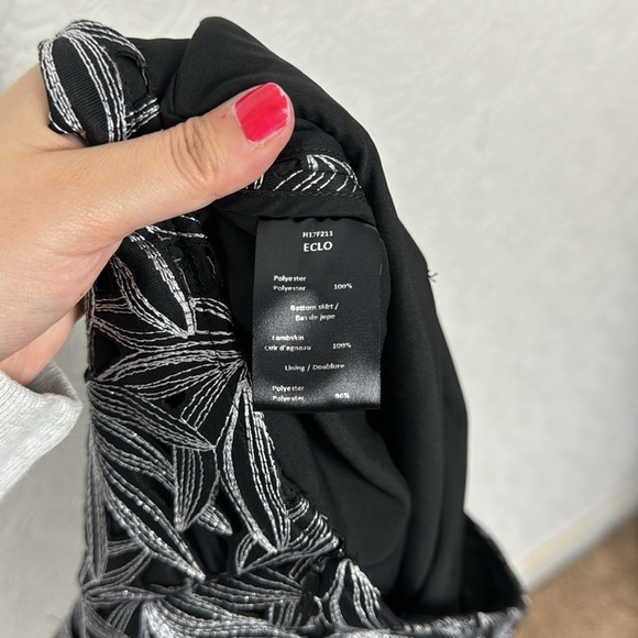 Anne Fontaine ECLO neoprene woven straight skirt embroidered abstract black - Picture 7 of 9